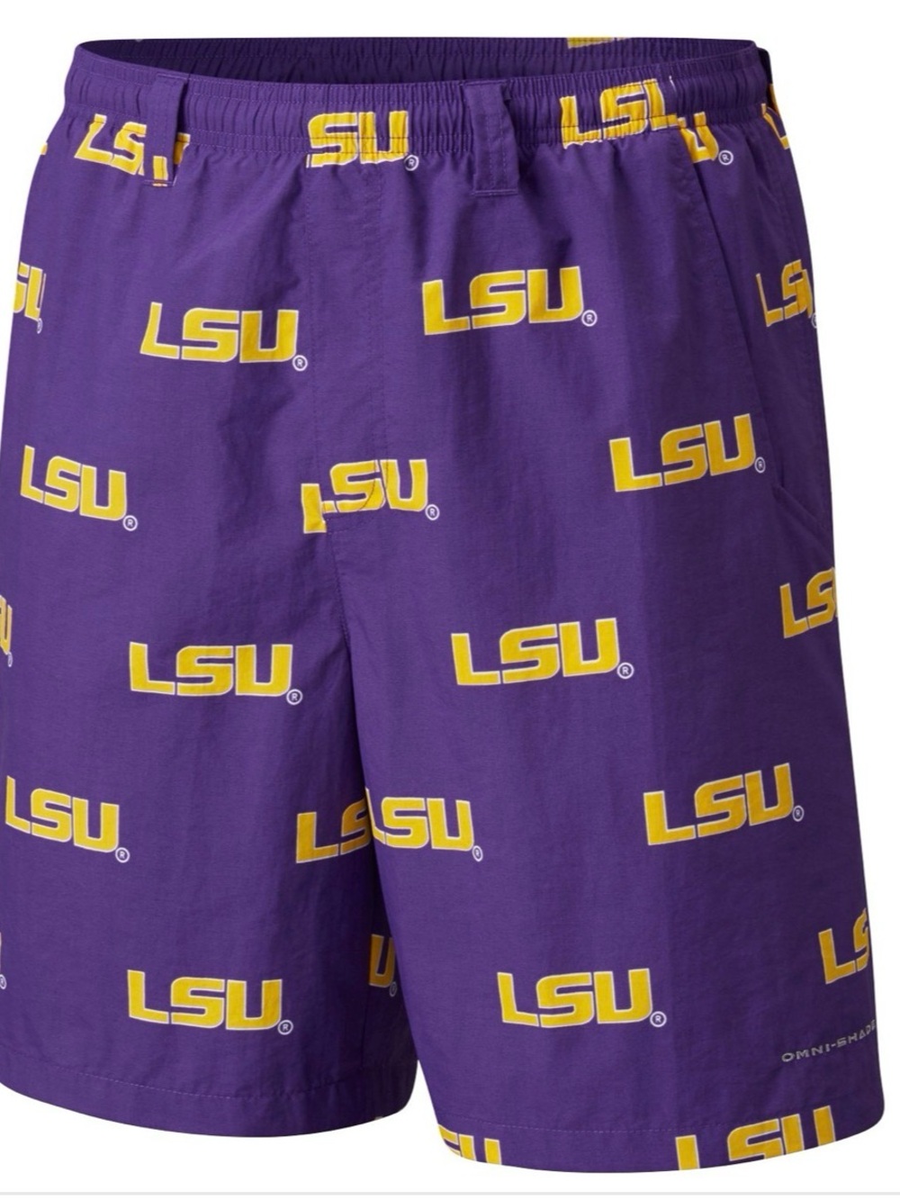 Columbia PFG LSU Tigers Shorts Mens Medium Purple Backcast NWOT - Picture 3 of 14